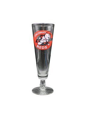 Cincinnati Reds Logo 90 Libby 6425 Footed 10oz Pilsner Beer Bar Glass Breweriana